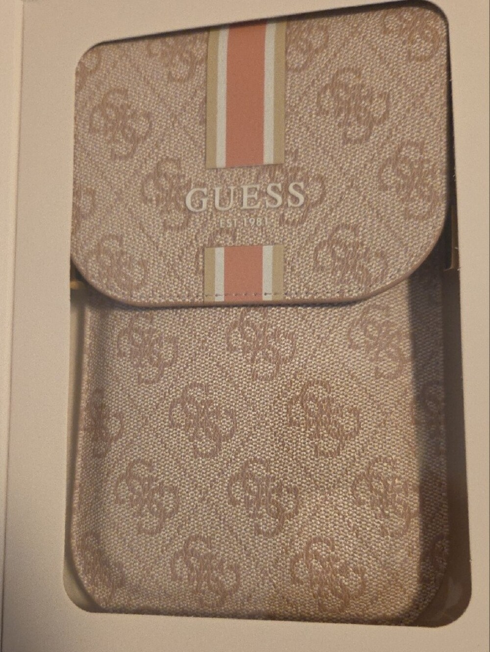 GUESS Pink Patterned Universal Phone Pouch with Strap and Card Slot - Picture 3 of 6